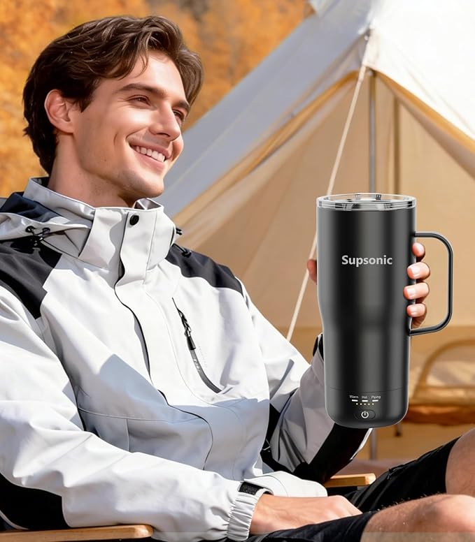 Supsonic Heated Coffee Mug Rechargeable, 20oz Long-Lasting Battery (S3) | Dry-burn protection, 2Hr auto-off, 3-Temp settings, Constant temperature, Inner stainless steel, Warm gift for men women - Image 4