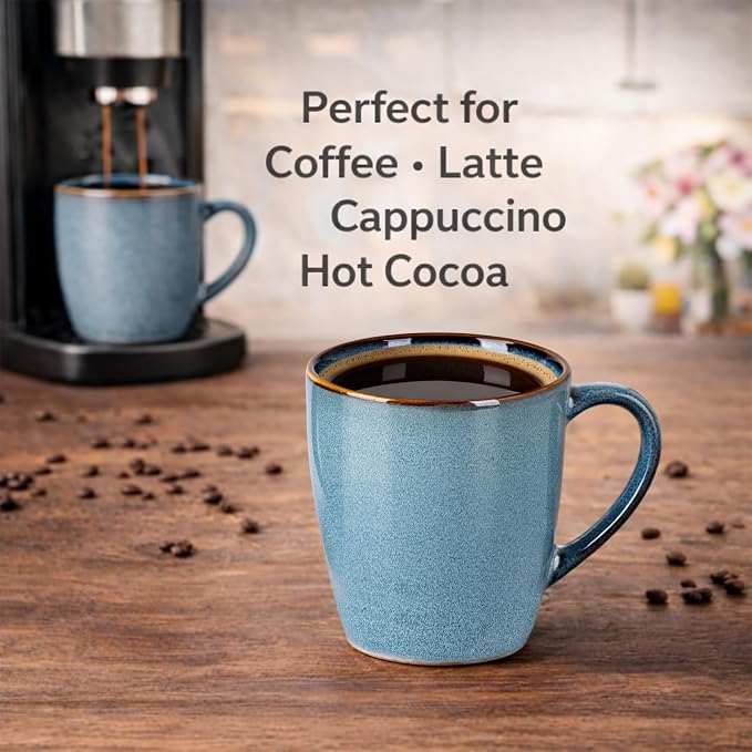 GBhome Ceramic Coffee Mugs Set of 6, 12oz Stoneware Coffee Mugs Set For Dad Mom Women MEN, Light Weight Ceramic Coffee Cups for Latte/Tea/Beer/Hot Cocoa, Dishwasher & Microwave Safe - Image 4