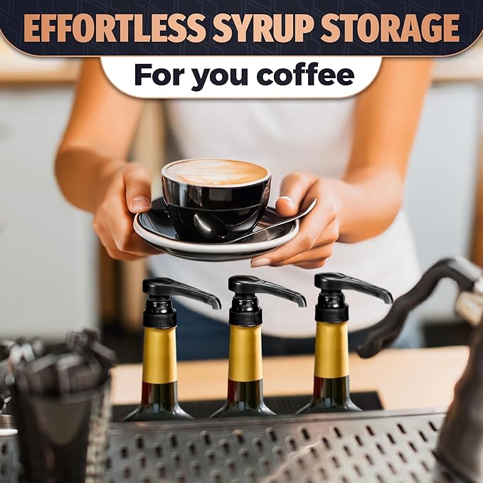 Set of 16 Black Coffee Syrup Pumps - 12.4 Inches Vanilla Syrup Dispenser for Skinny Bottles, Adjustable Length and Lockable Design, Good for Home and Commercial Use, Easy to Use and Clean