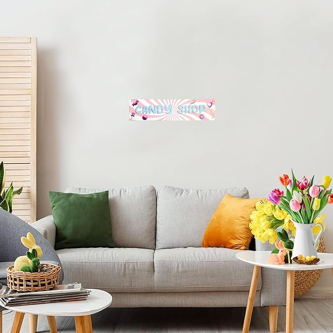 Candy Shop Sign Candy Bar Sign Girl’S Bedroom Decor Retro Wall Decor Vintage Decoration For Home Store Cafe 4×16 Inches - Image 8