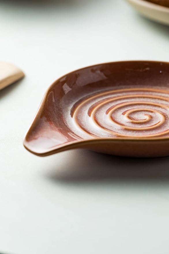 Spoon Rest, Ceramic Cooking Spoon Holder for Kitchen Counter, Large Utensil Rest for Spoons, Ladles, Tongs, Spatula, 5 Inches (Reactive Red Glazed) | Large Utensil Rest for Ladle Tong Spatula Coffee Tea Spoon | Cute Kitchen Accessories, Dishwasher Safe... - Image 8
