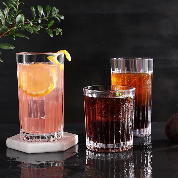 Royalrose Premium VertiLine 13.5oz Highball Glasses Set of 6 (Tall glasses) | Heavy Tall Glass Sets. Lead-Free Crystal Drinking Glasses. Water Glasses, Mojito Glass Cups, and Mixed Drink Cocktail Glasses - Image 7