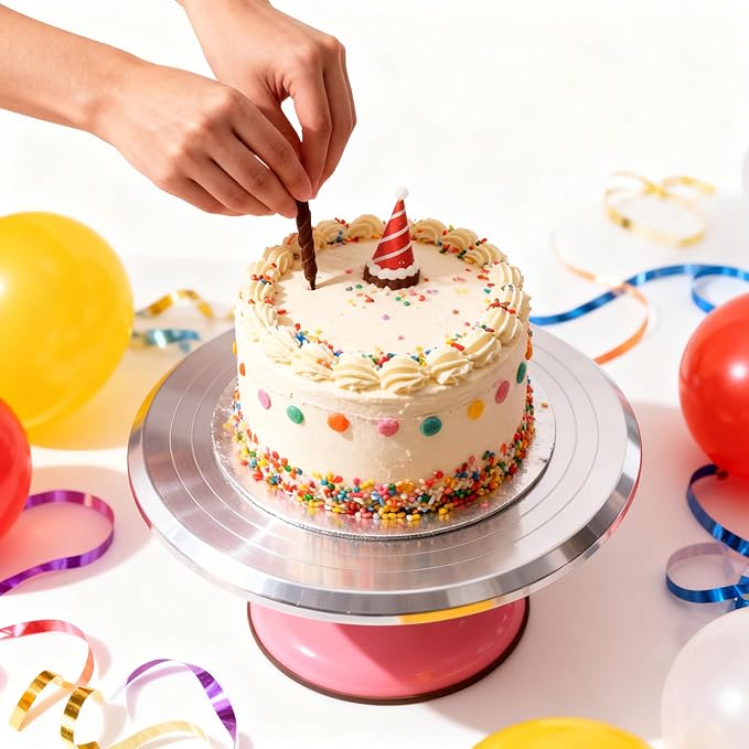 Fdit Cake Decorating Turntable, 10 Inch Silent Bearing Revolving Cake Stand Rounded Edges for Cake Decorating Supplies for Home ()
