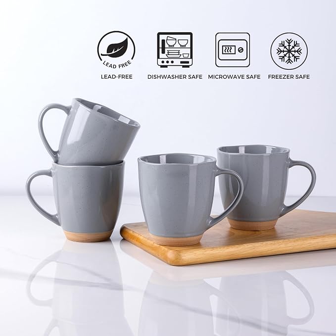 AmorArc 12oz Ceramic Coffee Mugs set of 6, Stylish Coffee Mugs with Rustic Terracotta Underside for Latte/Cappuccino/Milk/Cocoa, Dishwasher&Microwave Safe - Image 6