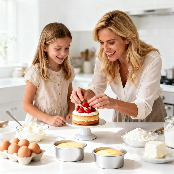 Beasea 4 Inch Cake Pan, 2 Pack Aluminum Alloy Mini Round Cake Pans with Removable Bottom, Cheesecake Tin Mold for Baking Oven Bakeware - Image 7