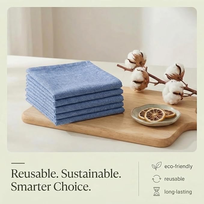 Urban Villa Kitchen Towels Cotton Dish Towels 20”x30” (Set of 6) Blue/White - Image 8