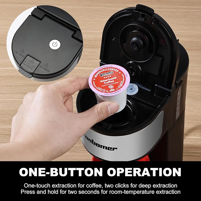 Ranbomer K Cup Coffee Maker, Single Serve coffee machine or Ground Coffee Machine 2 in 1, 6 to 14 Oz Brew Sizes, Mini One Cup Coffee Maker with Self cleaning Function (Black) - Image 6
