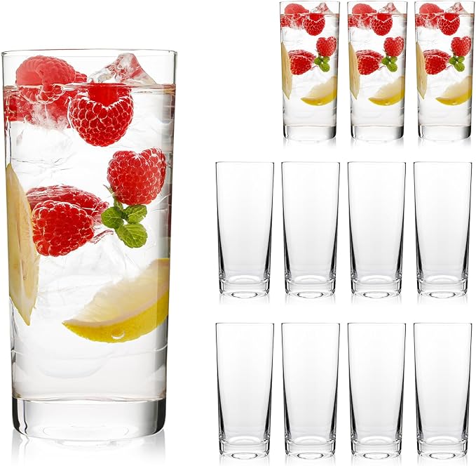 Highball Glasses Set of 12, 16oz Tall Drinking Glasses, Water Glass for Kitchen, Tom Collins Glasses, Mojito Glass Cups, Cocktail Glasses for Bar Glassware by PureGlassPureStyle