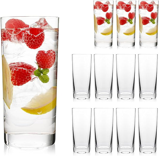 Highball Glasses Set of 12, 16oz Tall Drinking Glasses, Water Glass for Kitchen, Tom Collins Glasses, Mojito Glass Cups, Cocktail Glasses for Bar Glassware by PureGlassPureStyle