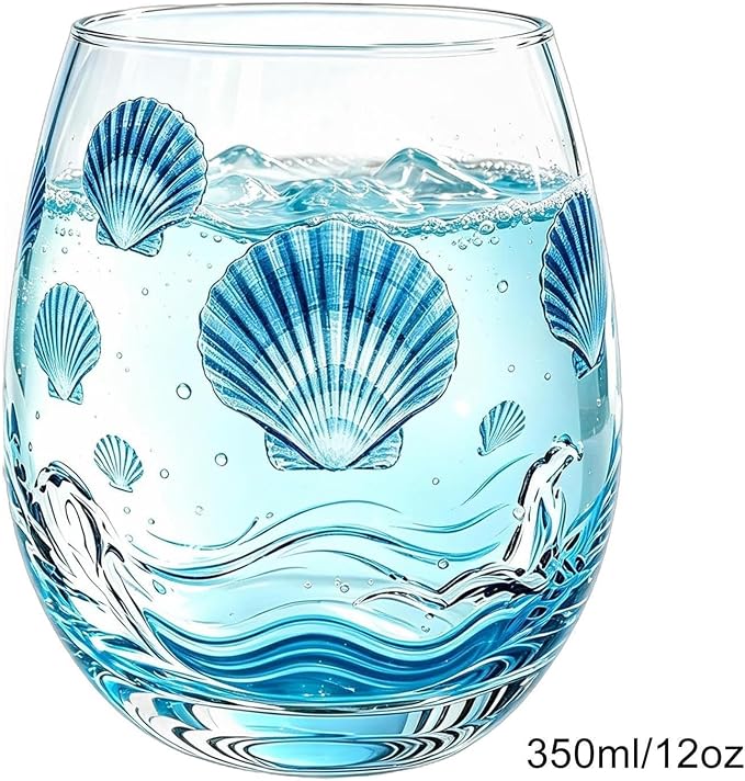 Drinking Glasses, 350ml Transparent Sea Animal Kitchen Glassware | Cocktail Glasses for Milk Ice Water Juice Tea Beer Mother Dad Wife - Image 5