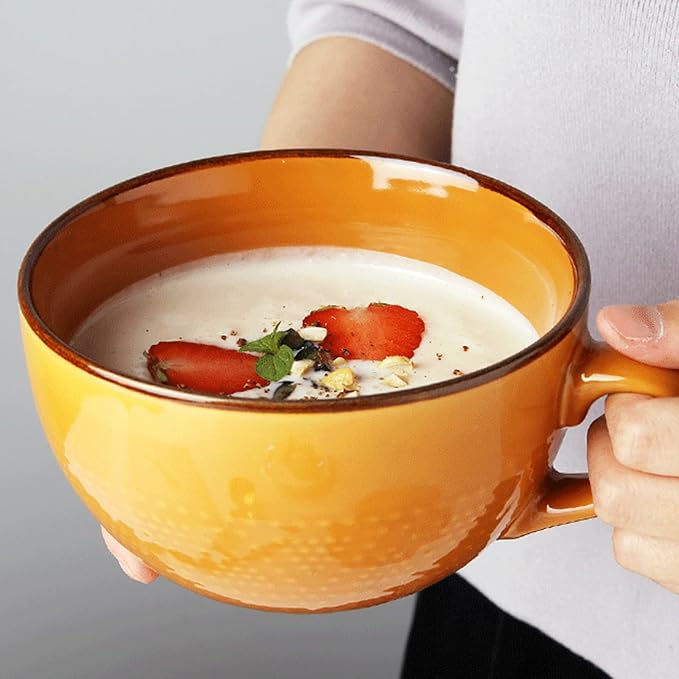 Disoza Soup Mug with Handles 24 Ounce Large Coffee Cup Ceramic Jumbo Mugs Bowl Porcelain Coffee Tea Cup XXL Cereal Bowls Soups Ramen Salad Bowl Coffee Cappuccino Cups Large Soup Bowl by DISOZA