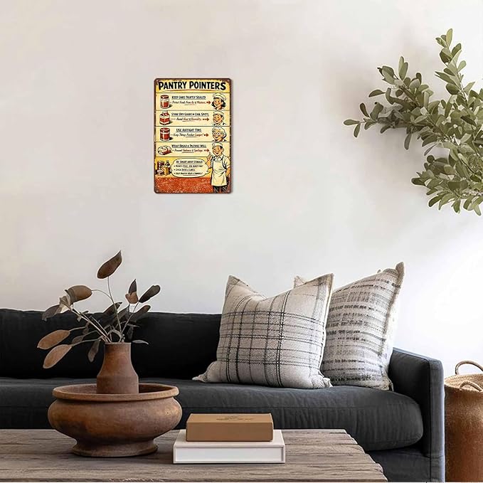 Vintage Pantry Pointers Metal Sign, Retro Kitchen Food Storage Decor | Classic 8 x 12 inch，waterproof Aluminum，rust-proof, fade-resistant，Retro，Funny，UV-printing，Easy To Install，Wide Application - Image 4