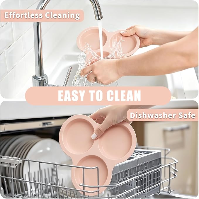 2 Pack 4 Inch Air Fryer Silicone Egg Molds Food Grade Non-Stick Heat Resistant Reusable Jumbo Round Muffin Pans for Egg Bites Breakfast Sandwiches Hamburger Buns Tart Pancake Baking - Image 4