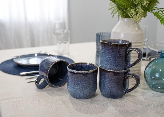 Elanze Designs Glossy Reactive Glaze Large 17 Fluid Ounce Everyday Kitchen Food Grade Ceramic Stoneware Coffee Mug Cup with Comfort Curved Handles, Set of 4, Purple Ombre Blue - Image 6
