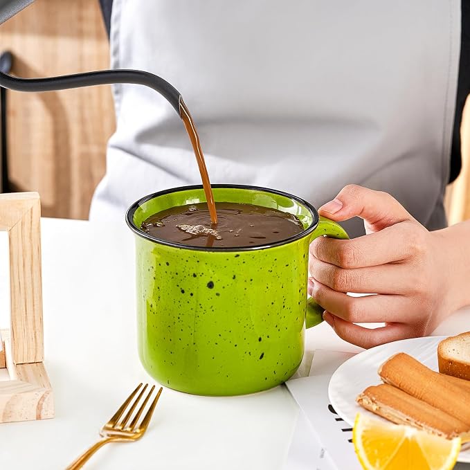 bestone Set of 4 Large Ceramic Mugs with Handles, 16 oz, Vibrant Colors, Microwave & Dishwasher Safe, Perfect for Coffee, Cereal, Latte, Salad, Noodles - Image 8