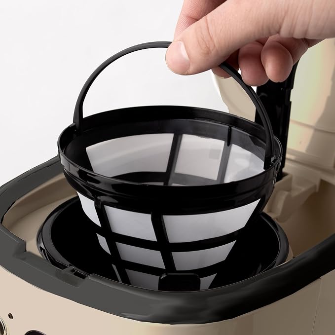 HADEN 12-Cup Programmable Coffee Maker for Home or Office, Putty & Chrome – Drip Brewer Machine with Brew Strength, Delay Brewing, Auto Shut-Off and Reusable Washable Water Filter - Image 8