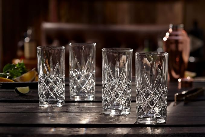Royalty Art Kinsley Tall Highball Glasses, Set of 4, 12 oz | Textured designer glassware, water, beer, soda, trendy elegant dishware, dishwasher safe - Image 8
