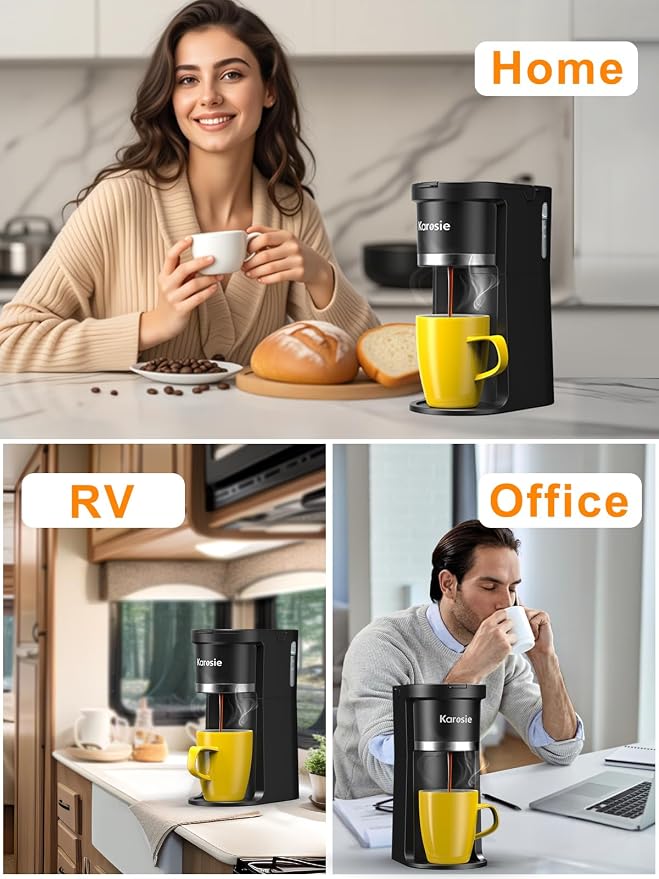 Small Single Serve Coffee Maker, Fast Brew for Pods & Ground Coffee, 6-12 Oz Brew Sizes, One-Button Single Cup Coffee Maker, Coffee Machine with Descaling Reminder,Black - Image 8