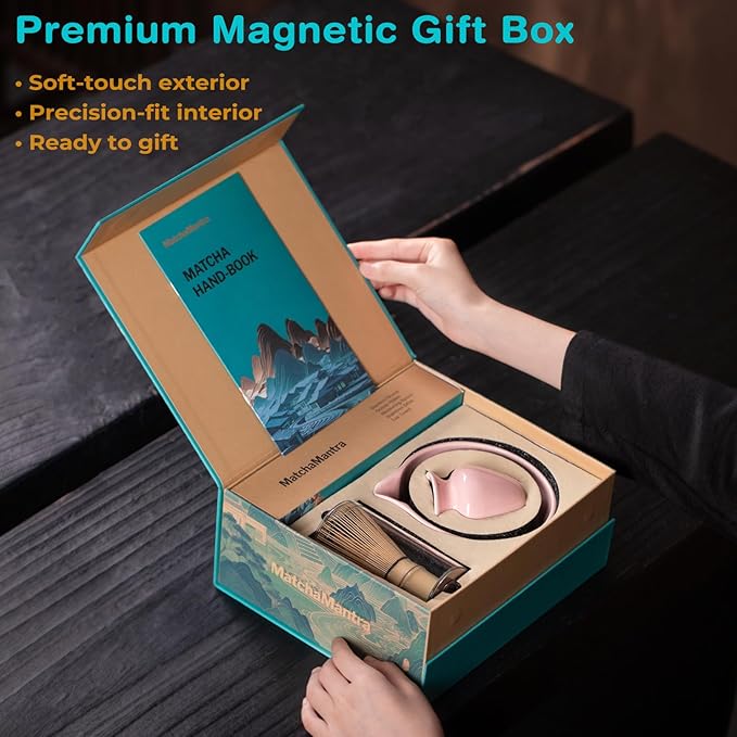 Premium Matcha Ceremony Set – Complete 9-Pcs Ritual Kit – Presented in Luxury Magnetic Gift Box, Perfect for Gifting or Self-Care (Sakura Pink)