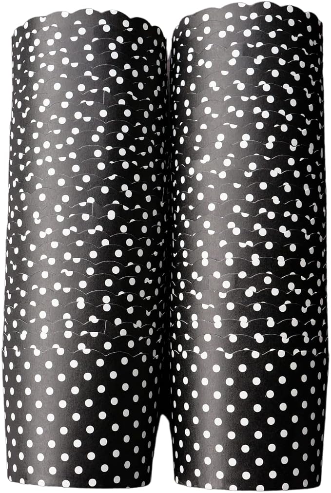 Paper Baking Cups (Polka Dots), Greaseproof Disposable Cupcake Liners (Black, Large Cups (50-Pack)) by Bake-In-Cup