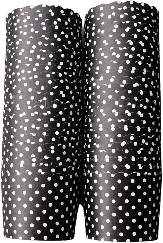 Paper Baking Cups (Polka Dots), Greaseproof Disposable Cupcake Liners (Black, Large Cups (50-Pack)) by Bake-In-Cup