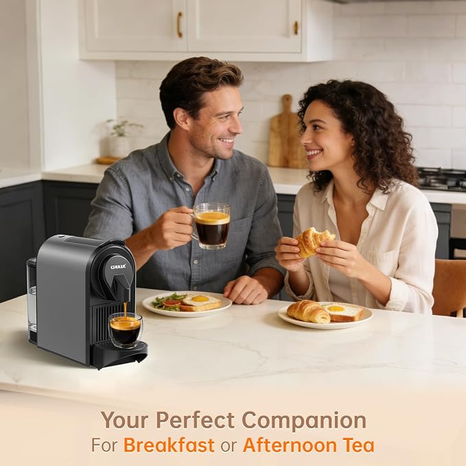 CHULUX Bafè-Pro Espresso Maker for Nes Pod, 20 Bar High Pressure Pump, Gray | 1400W Rapid Heating, Espresso Lungo Buttons, Used Capsule Drawer, Auto-Eject System, 24oz Removable Reservoir, Mini Footprint - Image 5
