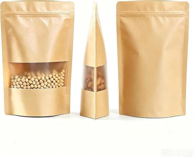 50 Pcs Resealable Bags for Small Business, Out Size 7.1"x10.2" Kraft | Sealable & Heat Sealable Paper Bags with Window, Stand Up Pounches Treat Bags For Packaging, Coffee Beans, Retail Display - Image 11