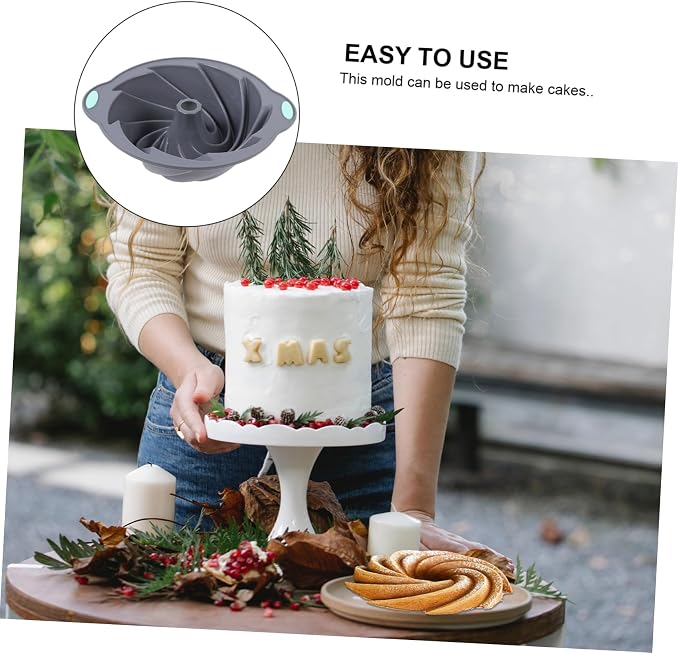 PRETYZOOM 1pc Daddio Cake Pans Alternative Silicone Dessert Spiral Cake Chiffon Mold Home Use Light Grey - Image 5