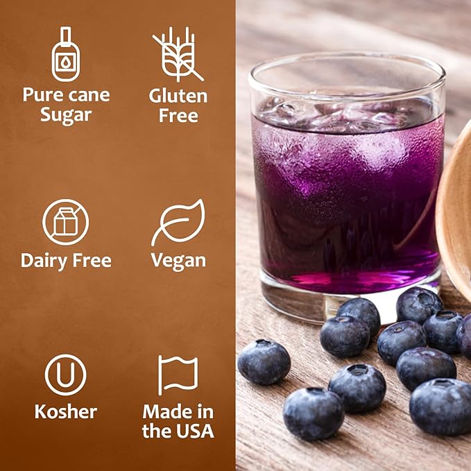 Syruvia Blueberry Syrup, Flavored Syrup for Drinks, Cocktails, Lemonades, Iced Teas, and Desserts – 25.4 fl oz