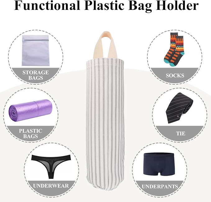 Plastic Bag Holder, Wall Mount Grocery Bag Organizer for Home Kitchen Pantry Decor (Grey) - Image 5