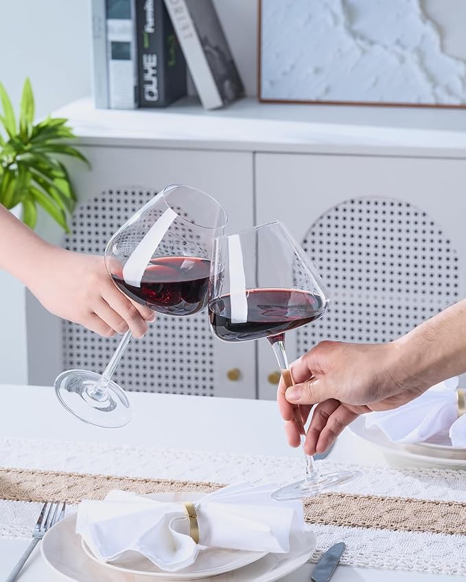 Hand-Blown 23.5OZ Crystal Wine Glasses Set of 4 for Pinot Noir, Burgundy, Bordeaux, Large Lead-Free Crystal Glasses with Unique Bottom Design for Red, White Wine, Big Oversized Glasses - Image 7