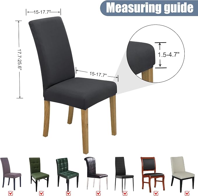 Dining Chair Covers, Stretch Seat Covers, Washable Furniture Protector | Washable, Stretch Fit, Soft, Non Slip, Dining Chair Covers, Seat Protector, Furniture Protector - Image 5