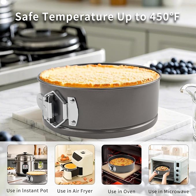 122PCs Cake Pan Sets for Baking, 7/8/9 Inch Round Cake Pans, Nonstick Springform Cake Pans, Cheesecake Baking Pans with 100 Pcs Piping Bags, 16 Pcs Nozzles, 3 Pcs Scrappers - Image 5