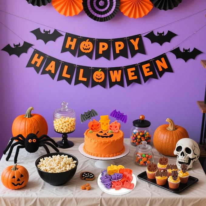 Halloween Chocolate Molds, 2 Pack Halloween Silicone Candy Mold 36 Cavity | Small Pumpkin Silicone Mold Skull Gummy Molds and Bat Design for Chocolate Candy Jelly Ice Cube Cookies, Trick or Treat Party - Image 5
