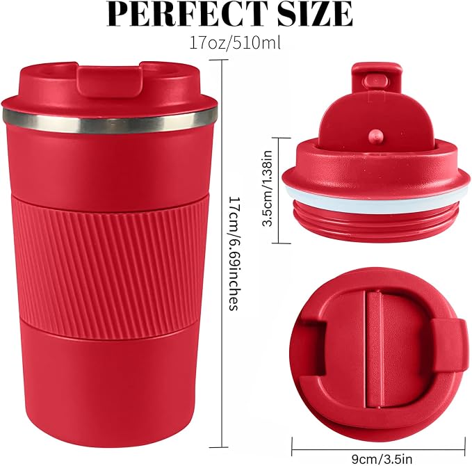 Insulated Travel Coffee Mug, Stainless Steel Coffee Cup with Leakproof Lid | Double-wall insulation keeps drinks hot or cold for hours, with a leakproof lid and portable stainless steel design - Image 3