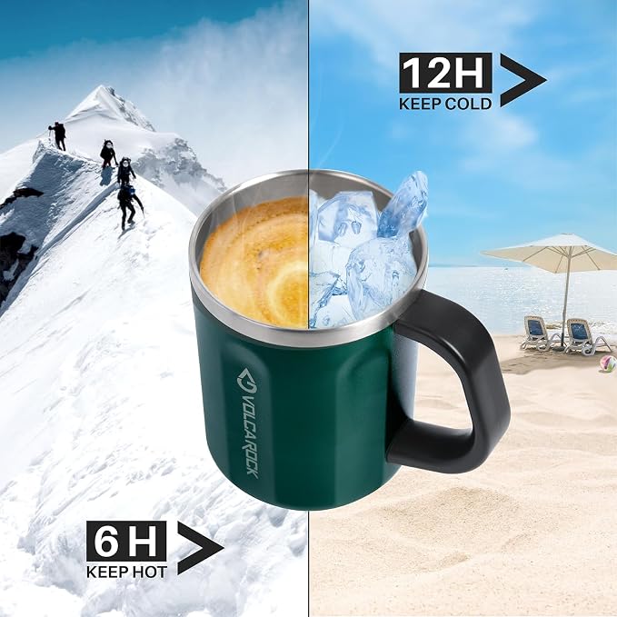 16 Oz Coffee Mug with Handle and Lid, BPA Free Coffee Cup, Keep Cold 6 Hours and Keep Warm 5 Hours, Great Tea Mug for Home Offie and Outdoor Use (Deep Green) - Image 4