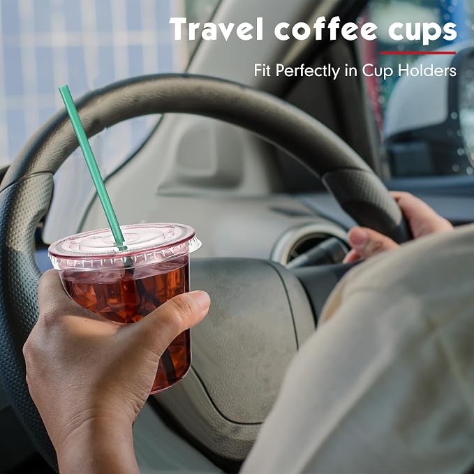 Baderke 25 Set Plastic Cups with Lids and Straws, Disposable Plastic Iced Coffee Cup for Cold Beverage Juice Smoothie Crystal for Coffee Shops Party Catering(Pink,12 oz) - Image 6
