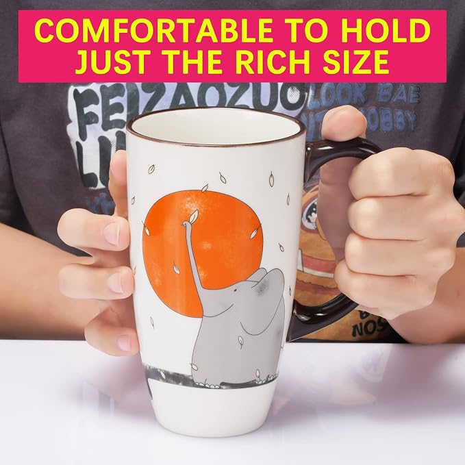 Ceramic Coffee Mug Porcelain Novelty Elephant Mug for Animal Lover 20 oz Large Tea Mug Birthday Gifts for Women Men Mom Dad Kid Teacher Friend Give for Christmas Housewarming Holiday White - Image 5