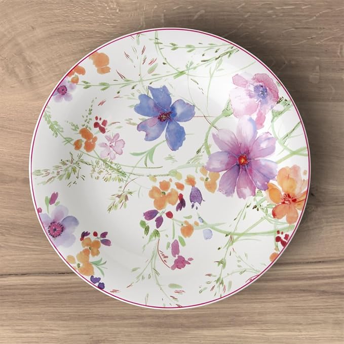 Villeroy & Boch - Mariefleur Basic Breakfast Plates, Set of 6, 21 cm, Premium Porcelain, White/Multi-Coloured, 10-4100-2640-6 by Unknown