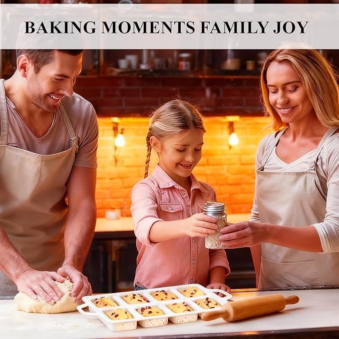 FUNBAKY Metal Reinforced Silicone Mini Loaf Pan, 8-Cavity Nonstick Mini Bread Pans for Baking Bread, Cakes, Brownies, Meatloaf, Jellies Oven Dishwasher Safe
