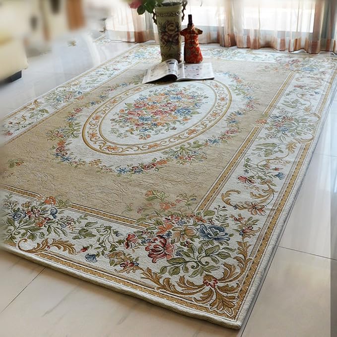 Home Collection Floral Design Modern Large Carpet for Living Room/Dining Room Floor, 5' x 7', Beige Garden - Image 2