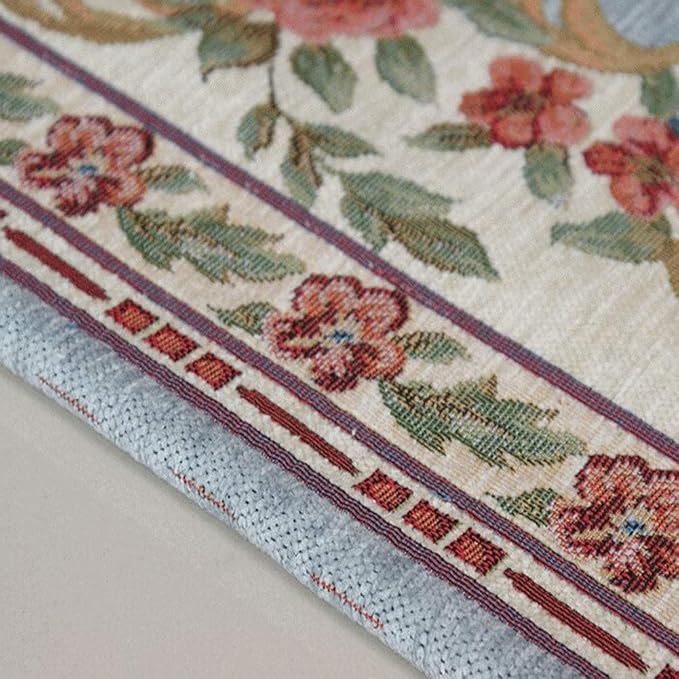 Home Decor Non-Shedding Washable Area Rugs Floral Design Accent Rugs Carpet for Bedroom Living Room Dining Room, 6′6″ × 9′6″, Luxury Blue - Image 4