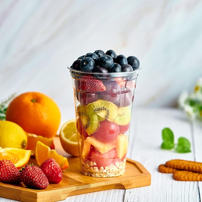 Lilymicky 600 Pack 20 oz Clear Plastic Cups, PET Disposable Drinking Cups, Crystal Clear, Perfect for Ice Coffee, Smoothie, Soda, or Any Cold Drinks