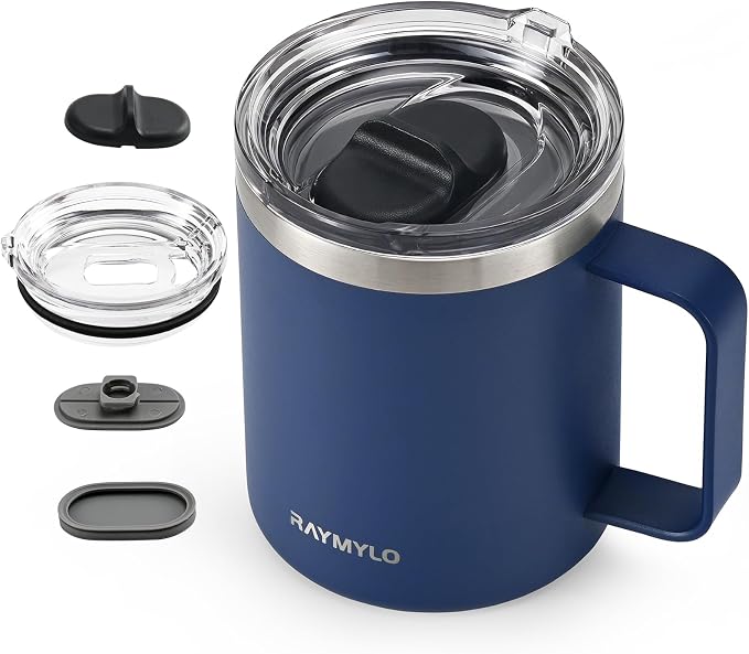 RAYMYLO Insulated Coffee Mug 12 oz, Spill-Proof & Detachable Slider Lid | Double Wall Stainless Steel with Thorough Clean Lid & Handle, Cold for 9 Hrs, Suitable for Camp Home Office by RAYMYLO