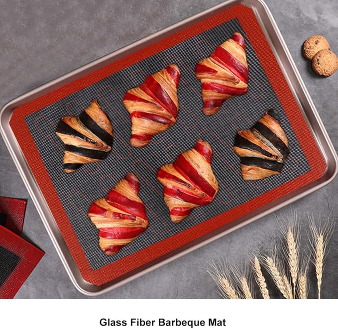 VILLCASE Baking Mat Heat Resistant Silicone and Glass Fiber Non-stick Pad with High Elasticity Oven Liner and Bread Baking and Bun and Cookies for Macaron at Home - Image 3