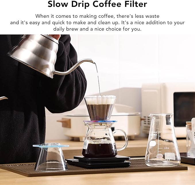 Coffee Dripper for V3, Can be Used with Filter Paper, Coffee Powder Fully Braised, more Intense Flavor, Dripper Size: 9 x 9 x 7cm/3.5 x 3.5 x 2.8in, Holder Size: 8 x 8cm/3.1 x 3.1in