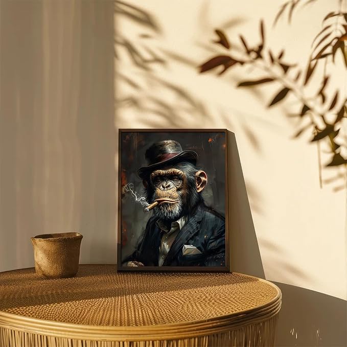 XOCUUI Wall Art Monkey Chimp Smoke Abstract Wall Painting Kid Pop Street Graffiti Wall Art Decor Ready To Hang for Living Room Bedroom Home Bathroom Wall Decor (20.5x25.5cm) 8x10 inch - Image 7