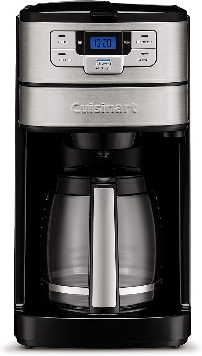 Cuisinart Automatic Grind & Brew 12-Cup Coffee Maker with Blade Grinder, Programmable Coffee Machine Glass Carafe with 1-4 Cup Setting, Brew Pause, Grind-Off Option, DGB-400NAS, Black/Stainless Steel - Image 4