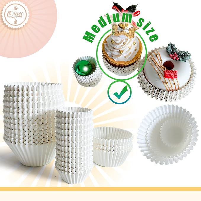 qiqee White Cupcake Liners, 600 Count, Standard Size - Image 4