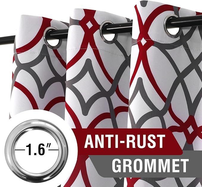 H.VERSAILTEX Blackout Curtains 84 inch Length 2 Panels Set Thermal Curtains & Drapes Window Treatment Noise Reducing Geometric Modern Grommet Living Room Curtains for Bedroom - Burgundy and Gray - Image 3